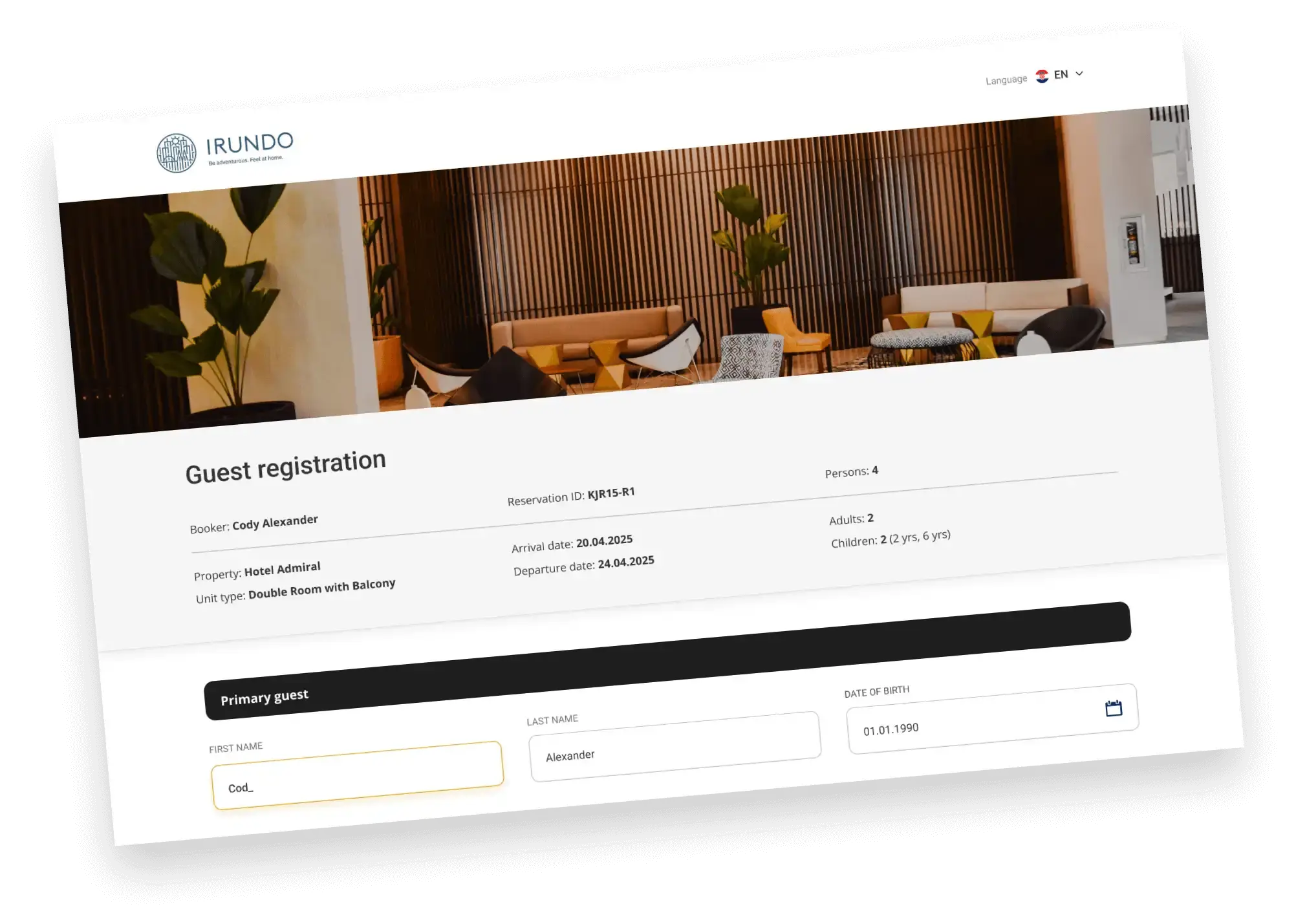 Rentlio One online check-in feature speeds up the guest registration process